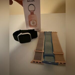 Series 8 Apple Watch with portable charger and 3 bands